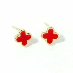 QUATREFOIL/CLOVER MINI RED EARRINGS